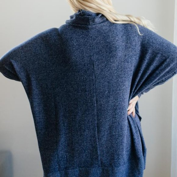 Brushed Melange Cowl Neck Sweater in Navy - Picture 5 of 5